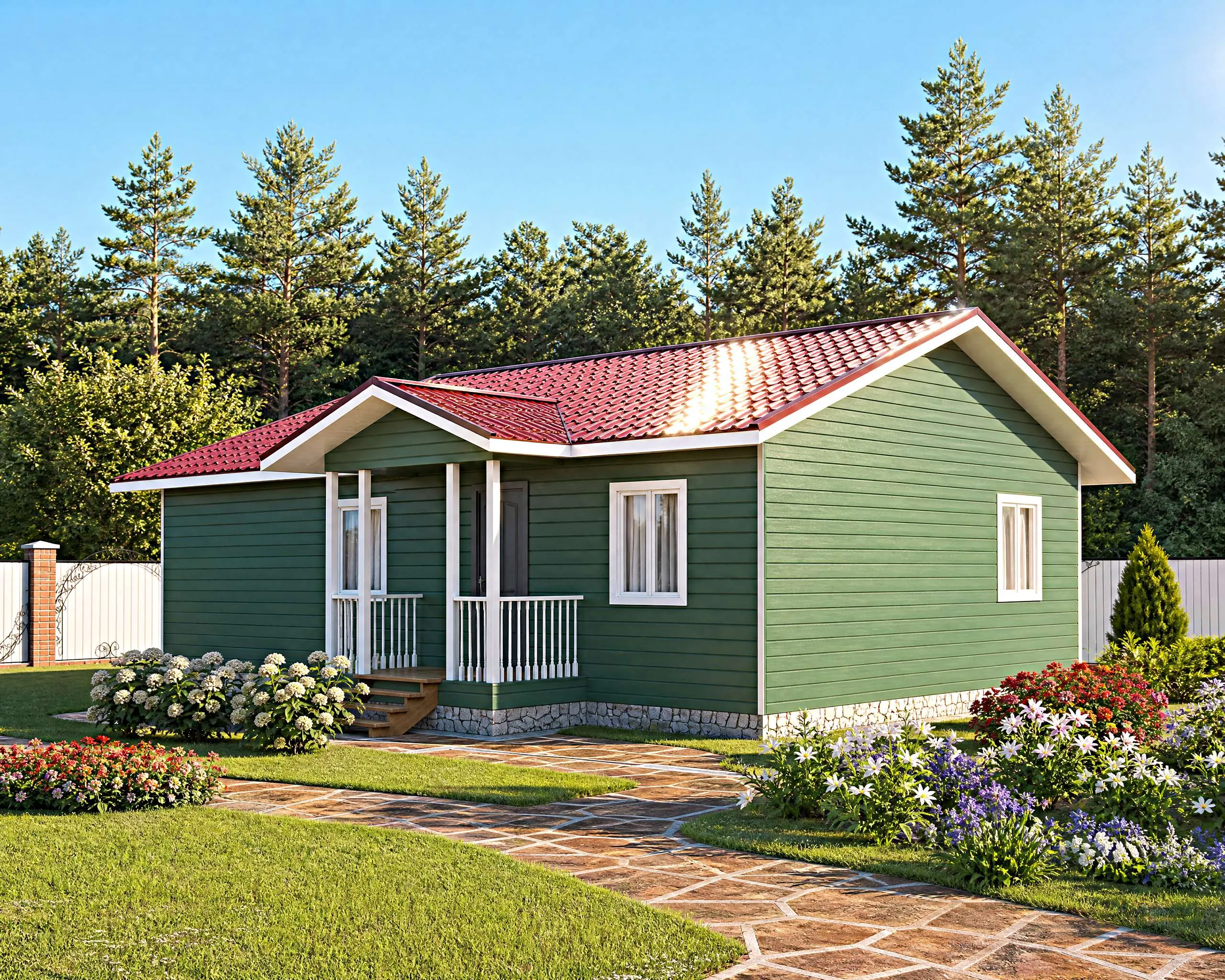 Каркасная баня одноэтажная 8x12